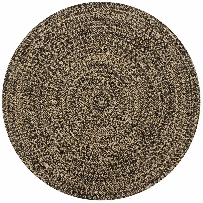 

Alfombra hecha a mano de yute negra y natural 90 cm - Negro