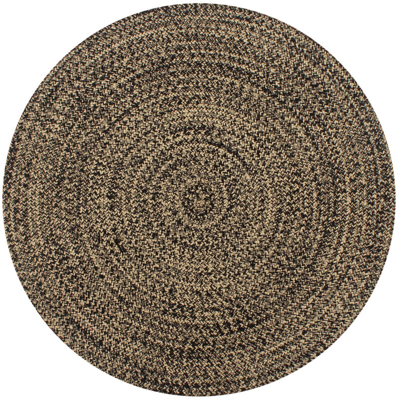 

Alfombra hecha a mano de yute negra y natural 90 cm