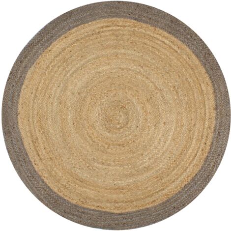 Alfombra hecha a mano Yute con borde gris 90 cm DEC023469