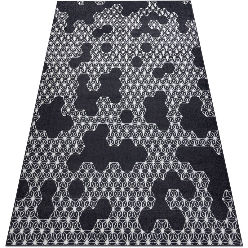 

Alfombra HEOS 78547 HEXÁGONO, ROMPECABEZAS antracita / crema Tonos de gris y plata 190x270 cm