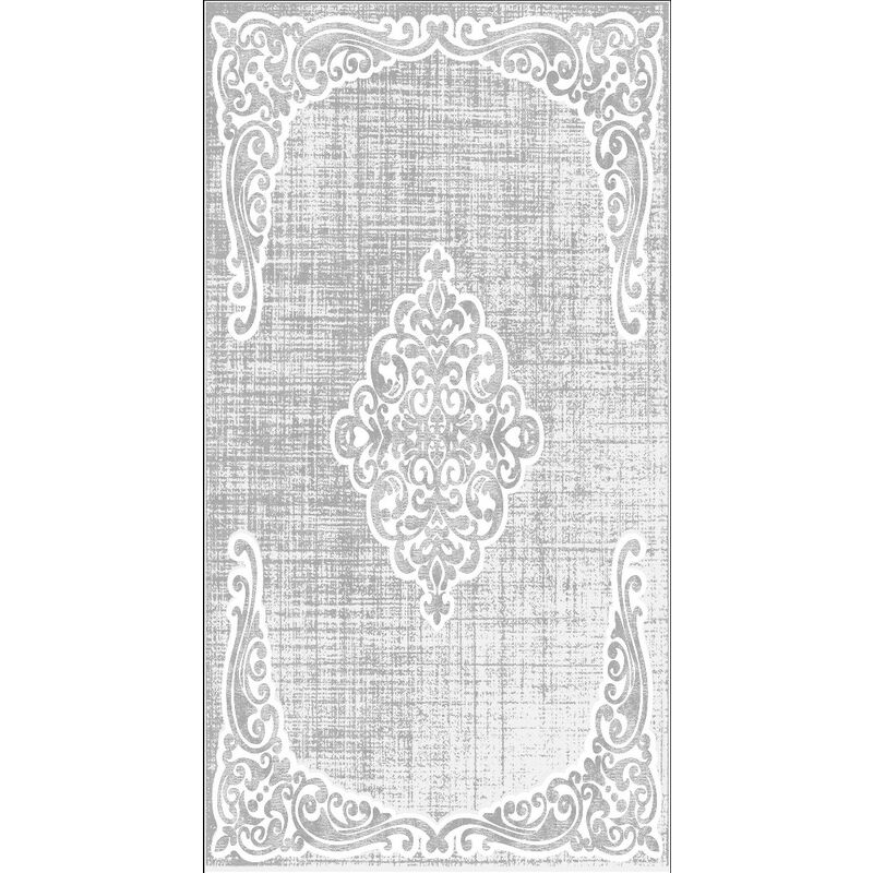 

Alfombra Impresa Drawn 1 - Aubusson - decoracion del hogar - Antideslizantes - de la sala de estar, salon, dormitorio - Gris, blanco en Poliester,