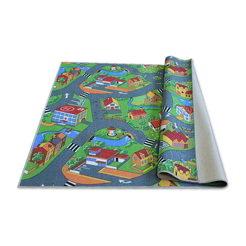 

Rugsx - Alfombra infantil Calles LITTLE VILLAGE Multicolor 150x350 cm