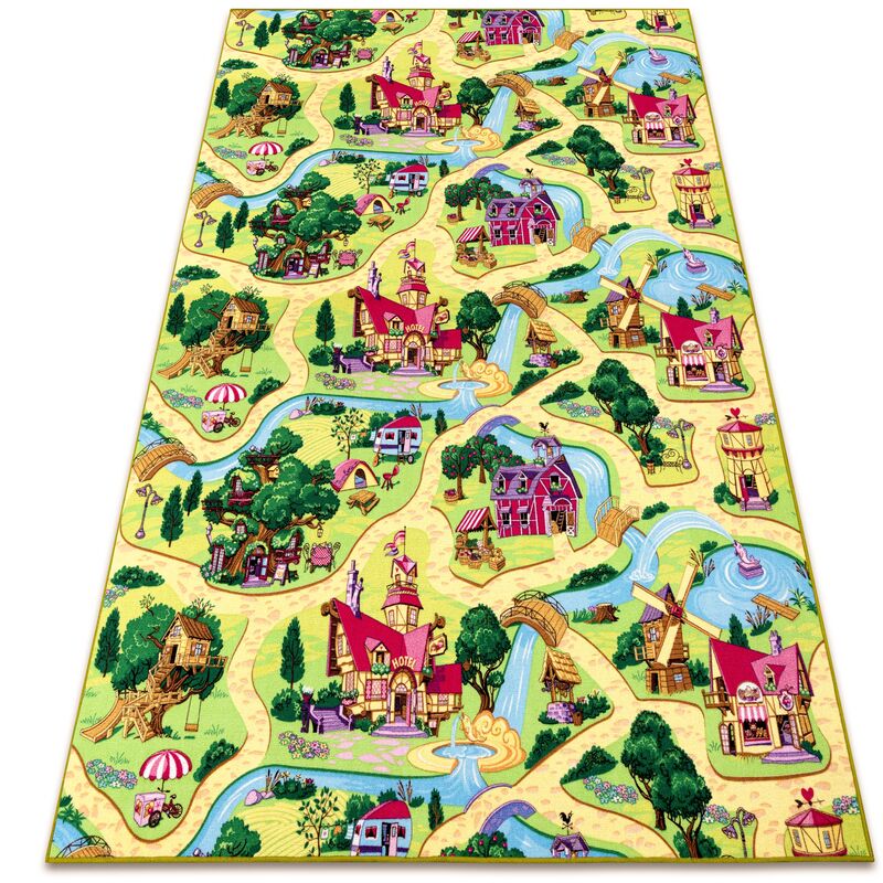 Alfombra infantil CANDY TOWN Para niños pueblo calles multicolour 100x250 cm