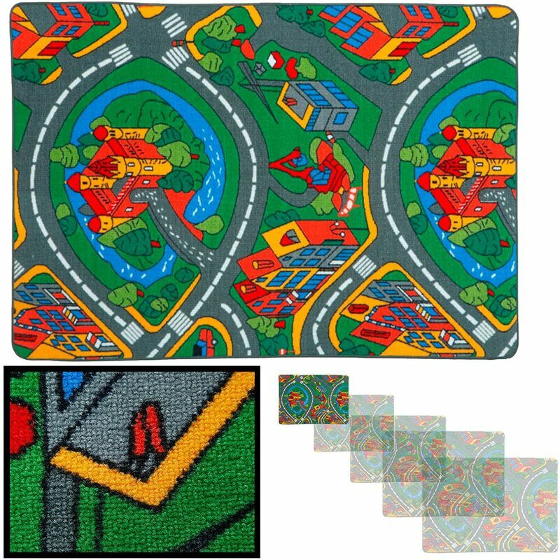 

Alfombra Infantil Carretera Rally 140X200 Mod1, Alfombra Juegos Circuito Coche Alcolchada Y Suave Con Base Antideslizante