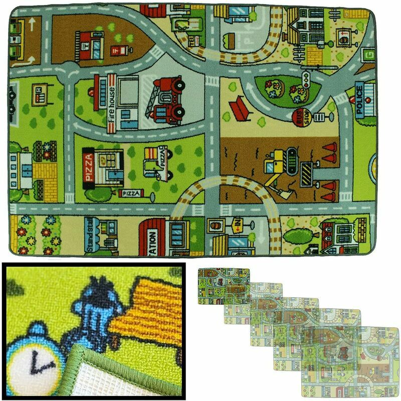 

Alfombra Infantil Carretera Rally 140X200 Mod2, Alfombra Juegos Circuito Coche Alcolchada Y Suave Con Base Antideslizante
