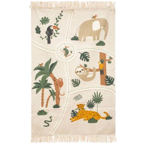 Alfombra infantil Jungle algodón - ancho 100 x fondo 0 -5 x alto 150 cm - 100x150 cm - Atmosphera créateur d'intérieur