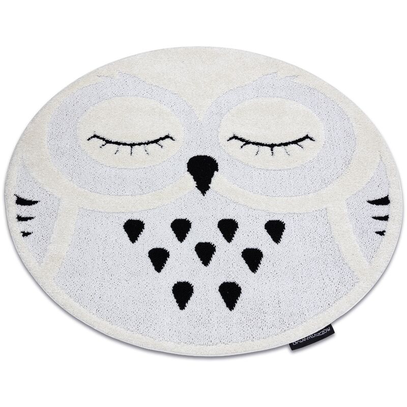 

Alfombra infantil moderna JOY Circulo Owl, Búho para niños - estructura dos niveles de vellón gris / crema Tonos de gris y plata circulo 140 cm