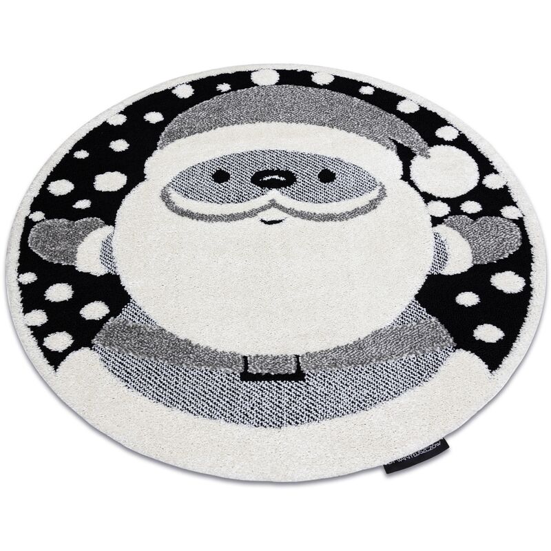 

Alfombra infantil moderna JOY Circulo Santa Papá Noel, para niños - estructura dos niveles de vellón negro / crema Tonos de gris y plata circulo 140