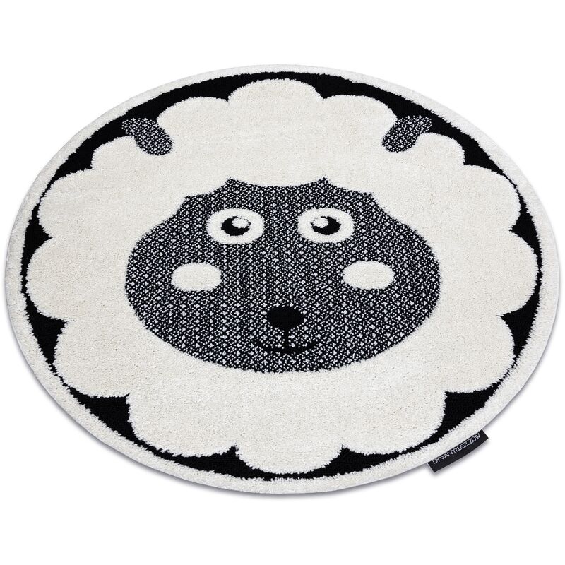 

Alfombra infantil moderna JOY Circulo Sheep, oveja para niños - estructura dos niveles de vellón crema / negro Tonos de gris y plata circulo 140 cm