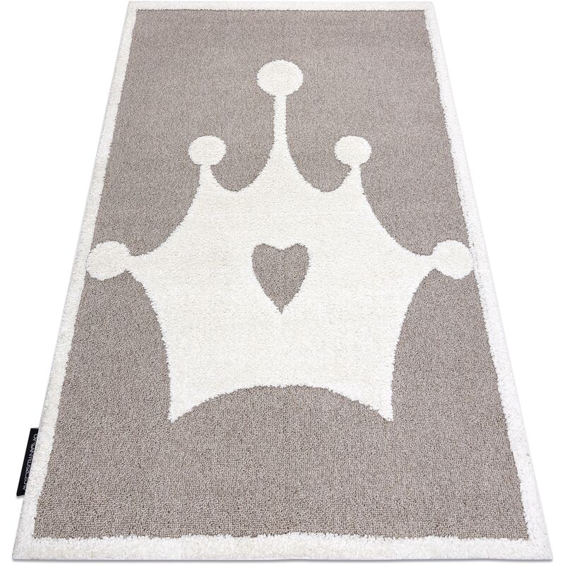 

Alfombra infantil moderna JOY Crown, corona para niños - estructura dos niveles de vellón beige / crema Tonos de beige 160x220 cm