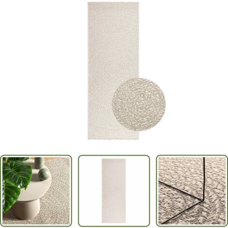 Alfombra interior -  Alfombra ZIZUR apariencia yute interior exterior crema 80x200cm