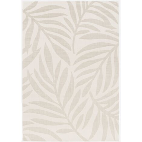 Alfombra interior/exterior motivo vegetal beige poliéster reciclado