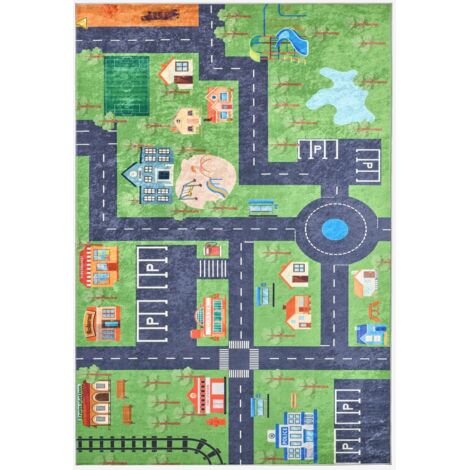 Alfombra interior infantil color blanco e impreso mini ciudad