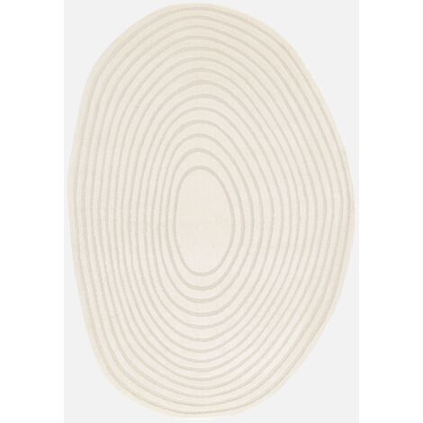Alfombra interior shaggy guijarro diseño circular beige