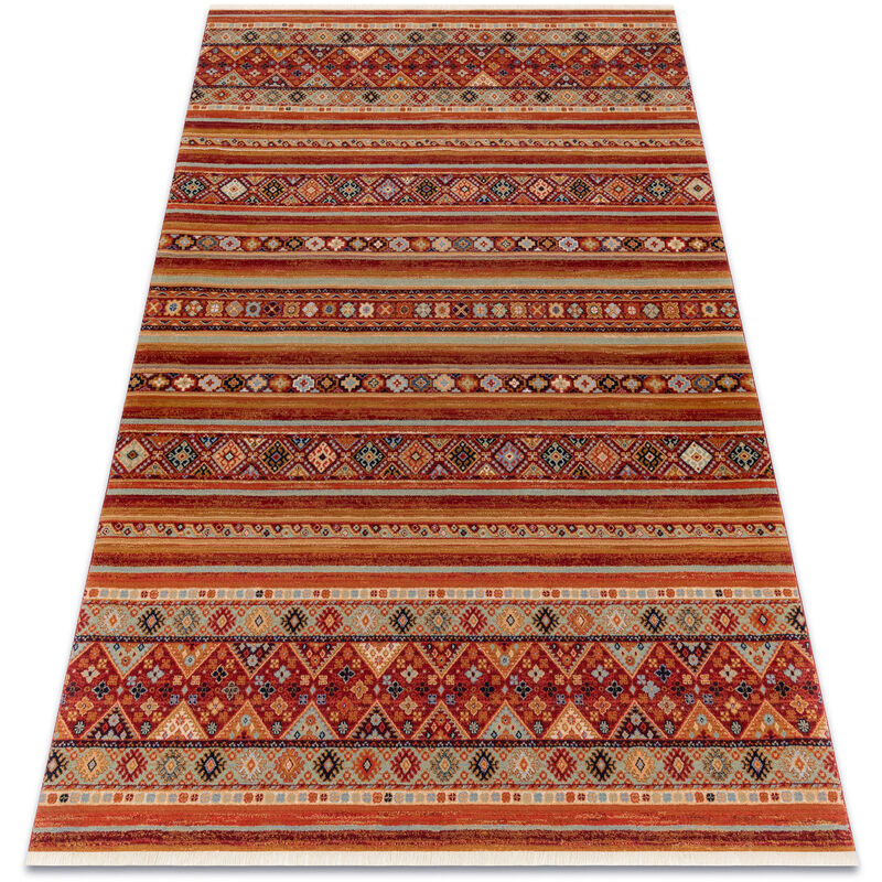 

Rugsx - Alfombra KESHAN franjas, oriental 7685/53578 terracota Tonos de naranja 120x145 cm