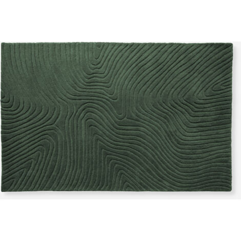 ALFOMBRA LANA CALIDAD SUPERIOR RELIEVE VERDE OSCURO 120x170CM