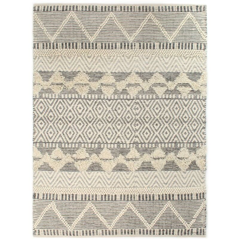 

vidaXL Alfombra lana tejida a mano blanco/gris/negro/marrón 80x150 cm - Multicolor