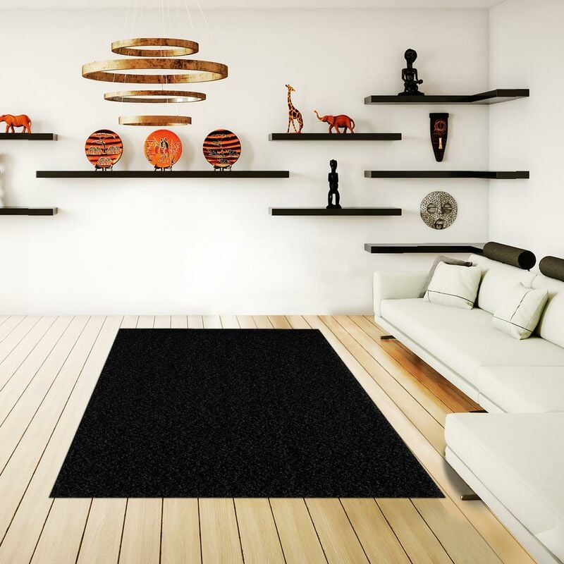 

Alfombra lanuda pelo largo 60x110 cm Rectangular SG azul LOCA entrada adecuado para calefacción por suelo radiante - Noir