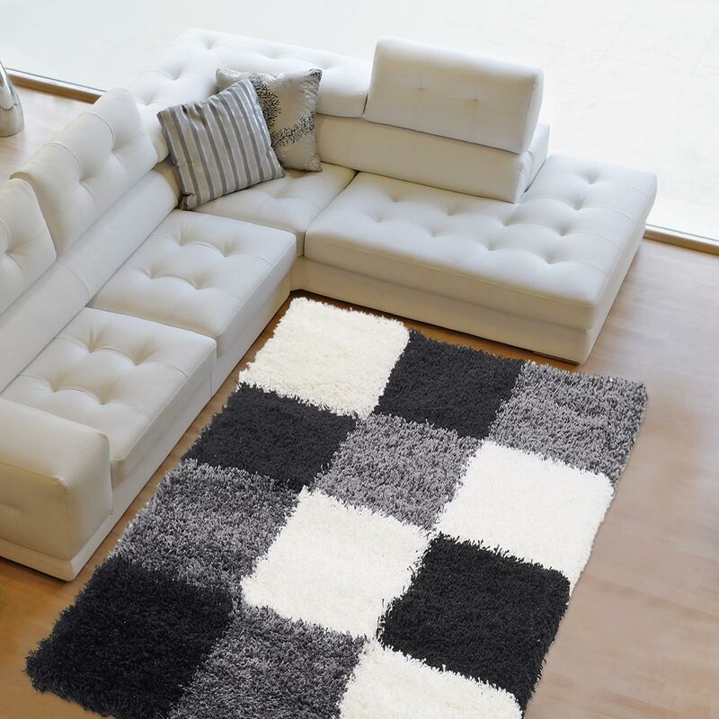 

Alfombra lanuda pelo largo 65x130 cm Rectangular NORLAZ Gris entrada adecuado para calefacción por suelo radiante - Noir