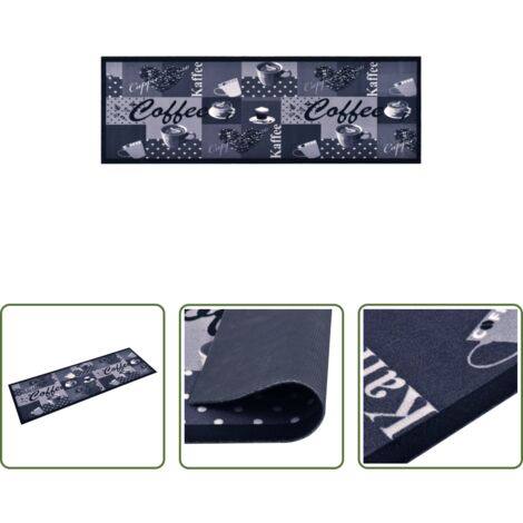 Alfombra lavable -  Alfombra de cocina lavable Coffee azul 45x150 cm