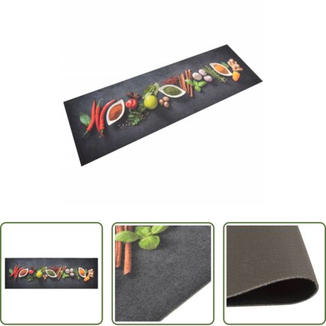 Alfombra lavable -  Alfombra de cocina lavable terciopelo dibujo especias 60x180 cm