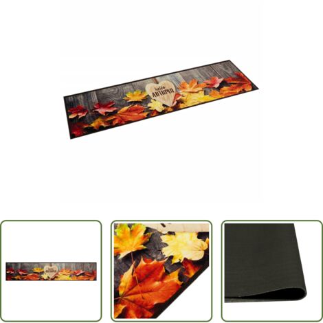 Alfombra lavable -  Alfombra de cocina lavable terciopelo otoño 60x300 cm