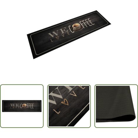Alfombra lavable -  Alfombra de cocina lavable terciopelo texto café 45x150 cm