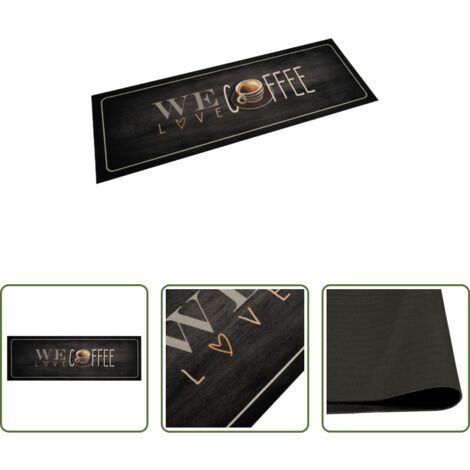 Alfombra lavable -  Alfombra de cocina lavable terciopelo texto café 60x180 cm