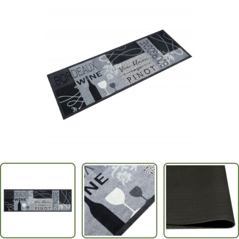 Alfombra lavable -  Alfombra de cocina lavable terciopelo vino gris 60x180 cm