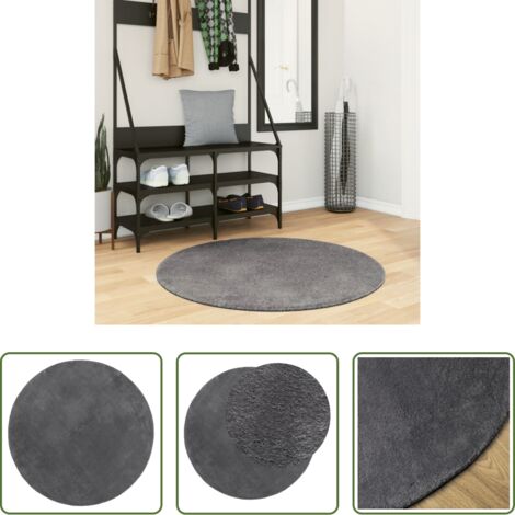 Alfombra lavable -  Alfombra de pelo corto suave lavable HUARTE antracita Ø 100 cm