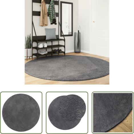 Alfombra lavable -  Alfombra de pelo corto suave lavable HUARTE antracita Ø 200 cm