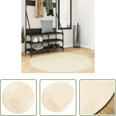Alfombra lavable -  Alfombra de pelo corto suave lavable HUARTE crema Ø 120 cm