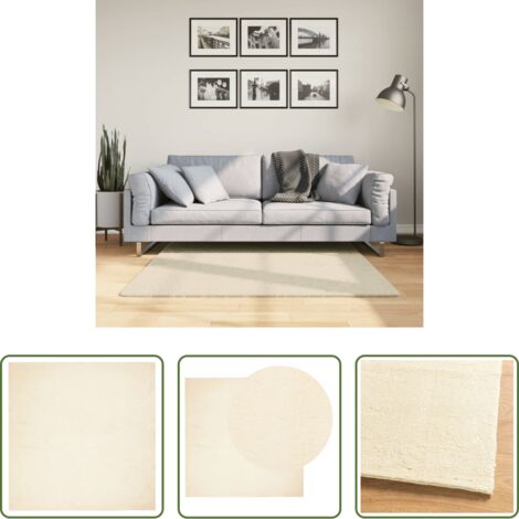 Alfombra lavable -  Alfombra de pelo corto suave lavable HUARTE crema 120x120 cm