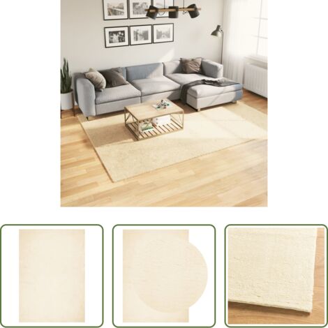 Alfombra lavable -  Alfombra de pelo corto suave lavable HUARTE crema 200x280 cm