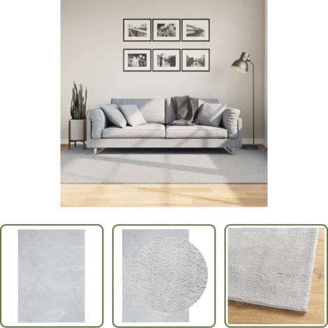 Alfombra lavable -  Alfombra de pelo corto suave lavable HUARTE gris 160x230 cm