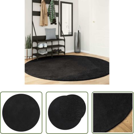 Alfombra lavable -  Alfombra de pelo corto suave lavable HUARTE negro Ø 200 cm