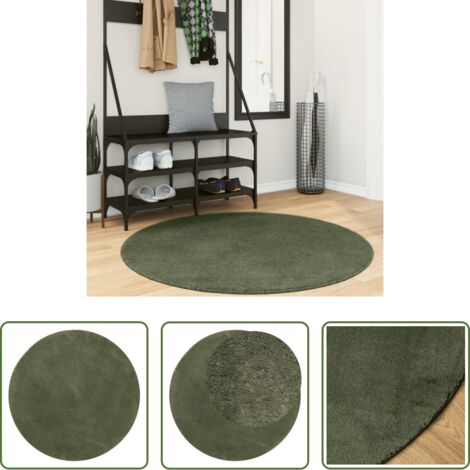 Alfombra lavable -  Alfombra pelo corto suave lavable HUARTE verde bosque Ø 120 cm