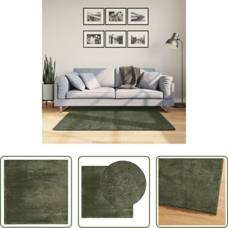 Alfombra lavable -  Alfombra pelo corto suave lavable HUARTE verde bosque 120x120cm