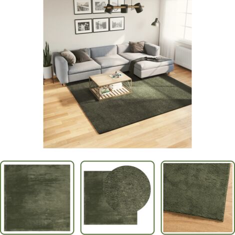 Alfombra lavable -  Alfombra pelo corto suave lavable HUARTE verde bosque 240x240cm
