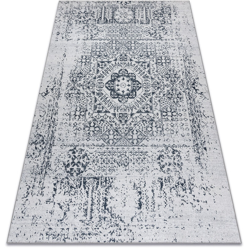 Rugsx - Alfombra lavable andre 1072 Rosetón, vintage antideslizante - blanco / negro white 120x170 cm