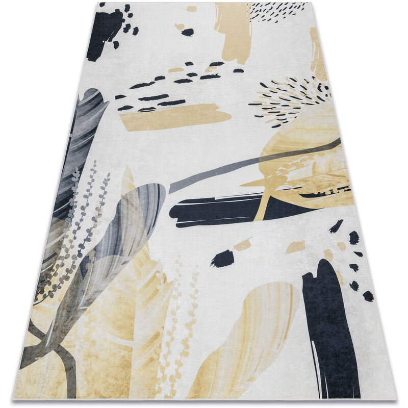 Alfombra lavable ANDRE 1097 Abstracción antideslizante - blanco / amarillo multicolour 160x220 cm