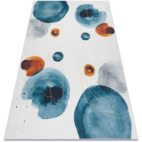 RUGSX Alfombra lavable ANDRE 1112 Abstracción antideslizante - blanco / azul multicolour 120x170 cm