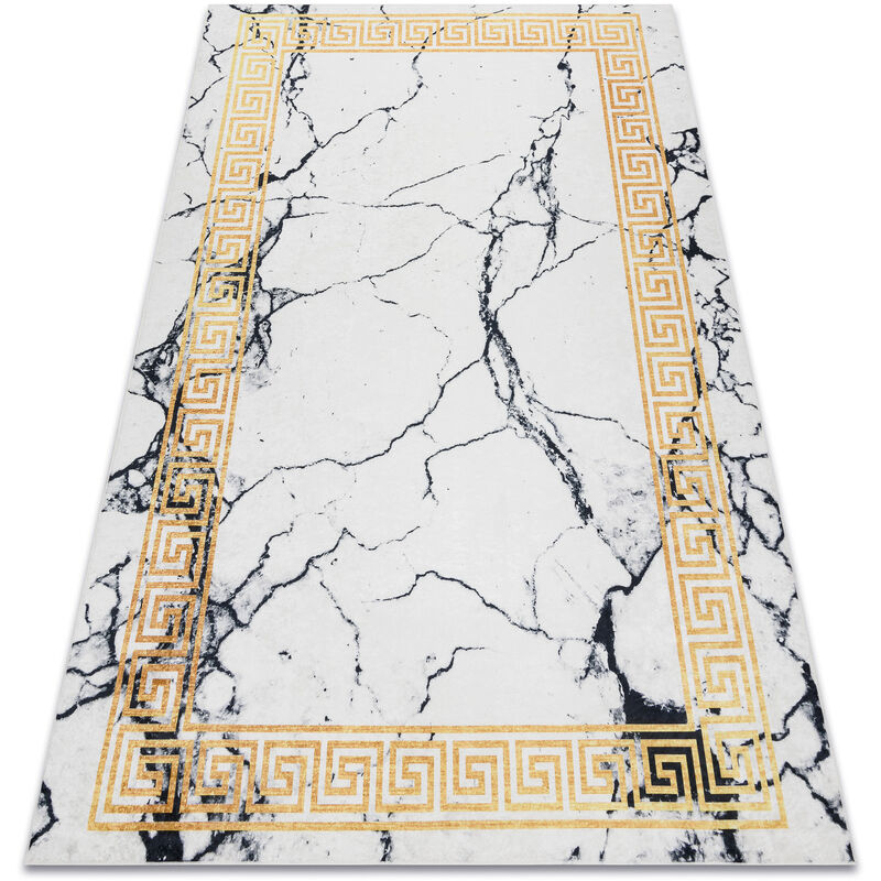 Alfombra lavable ANDRE 1126 Mármol, griego antideslizante - blanco / oro yellow 120x170 cm