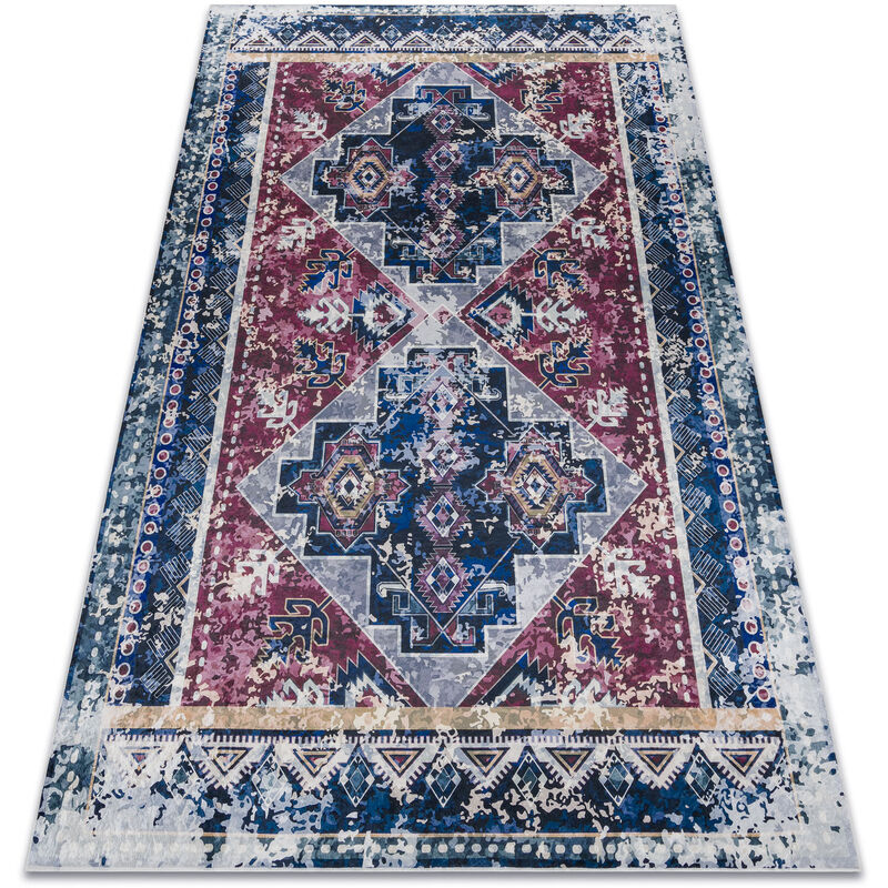 Alfombra lavable ANDRE 1136 Oriental vintage antideslizante - burdeos / azul multicolour 120x170 cm