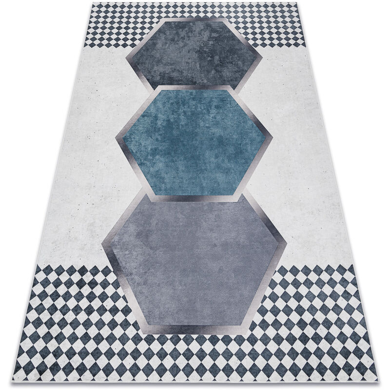 Alfombra lavable ANDRE 1168 Diamantes, geométrico antideslizante - blanco / negro multicolour 120x170 cm