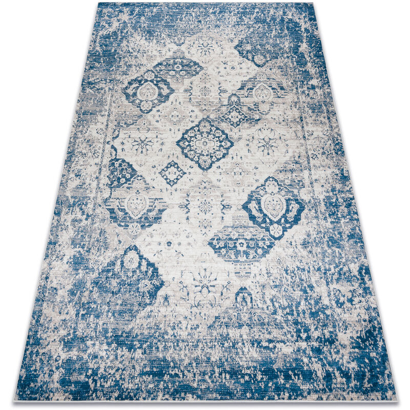 Rugsx - Alfombra lavable andre 1819C Rosetón, vintage antideslizante - beige / azul blue 120x170 cm