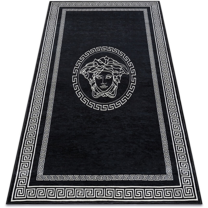 Alfombra lavable ANDRE 2031 Marco medusa griego antideslizante - negro / blanco black 80x150 cm