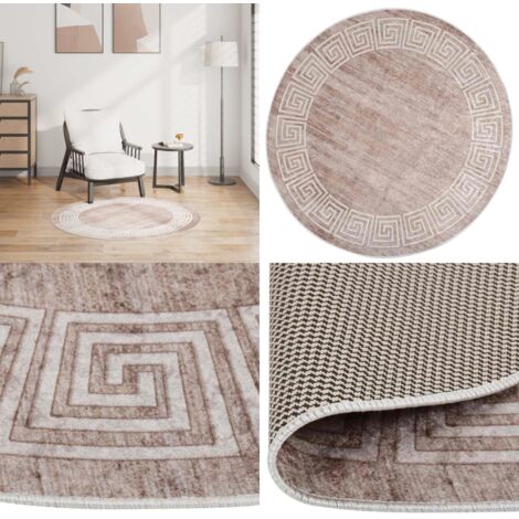 Alfombra lavable antideslizante beige 120 cm - Alfombra antideslizante - Alfombra de terciopelo