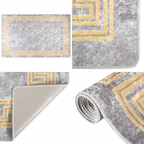 Alfombra lavable antideslizante gris 160x230 cm - Alfombra antideslizante - Alfombra gris