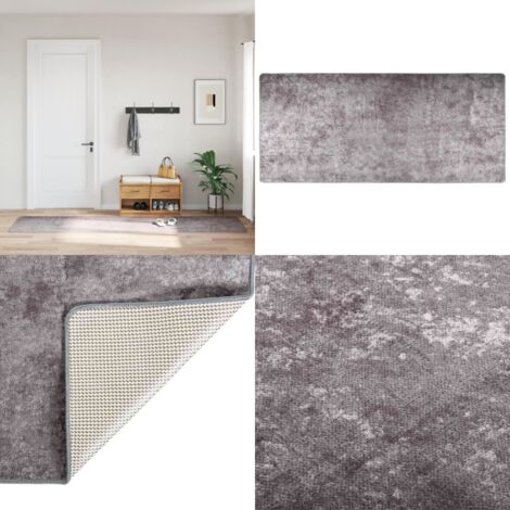 Alfombra lavable antideslizante gris 80x300 cm - Alfombra antideslizante - Alfombra de terciopelo